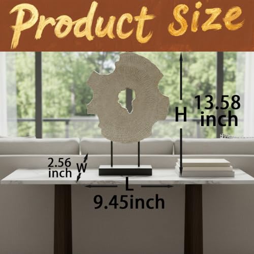 Modern Abstract Decorative Sculpture, Dining Living Room Desk Decor,Geometric Home Decor Statues,Shelf Top Decor Aesthetics, Wood Grain White - color: 13.58"wood Grain White