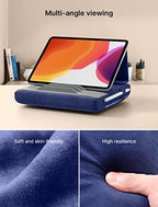 JSAUX Tablet Pillow Stand, Tablet Stand Holder Dock for Lap, Bed and Desk Compatible with iPad Pro 11 10.5 9.7 10.2 Air Mini, Kindle, Tablets, Phones, E-Reader, Books and More 4-11'' devices Navy Blue - color: Navy Blue