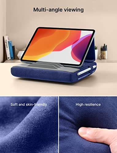 JSAUX Tablet Pillow Stand, Tablet Stand Holder Dock for Lap, Bed and Desk Compatible with iPad Pro 11 10.5 9.7 10.2 Air Mini, Kindle, Tablets, Phones, E-Reader, Books and More 4-11'' devices Navy Blue - color: Navy Blue