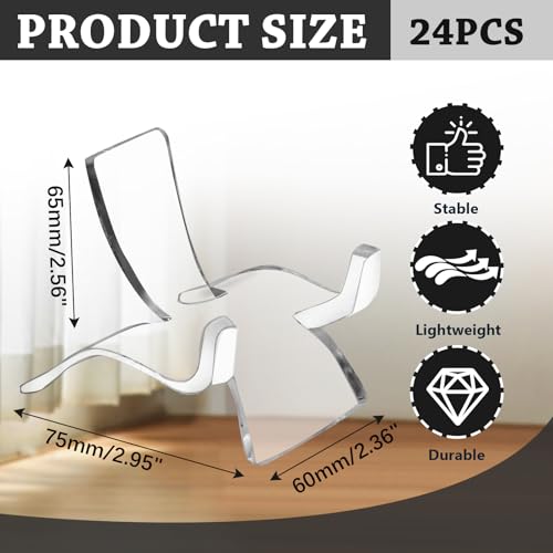 Bonsicoky 24 Pcs Acrylic Easel Display Stands - Versatile Acrylic Holders for Showcasing Crystal Geodes, Rocks, Minerals and Treasured Collectibles - Large Size - style: 24 Pack - Large Size