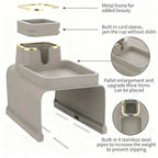 Luxury Gold Trim Couch Cup Holder Tray - Weighted Silicone Anti-Spill Sofa Armrest Organizer, Non-Slip Recliner Tray Table for Drinks, Remote, Phone - Fits Most Couch Arms, Home Gift (Beige Grey) - color: Beige Grey