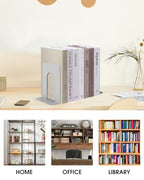 Honagu Bookends, Metal Book Ends, Bookends for Shelves, Book Holder Stopper for Heavy Books, /CDs/DVDs (1 Pair/2 Pieces, Grey) - color: Gray