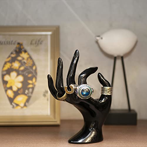 HOMEGOAL Hand Jewelry Holder, Bracelet Ring Watch Jewelry Display Holder Stand, Mannequin Hand, Polyresin, 7 Inch (Black) - color: Black