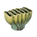 Creative Co-Op Stoneware Sculptural Vase with 6 Sections with Reactive Glaze, Green