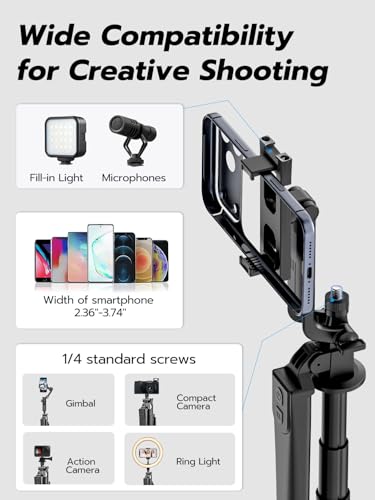 USKEYVISION 70" Multifunctional Phone Tripod for iPhone with Light, Extendable Selfie Stick with Remote for iPhone & Android 360° Rotation Phone Tripod Stand for Video Recording/Photography(UT-02) - size: UT-02(without face tracking)