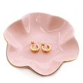 HANKOR 4.7 inch Small Ring Dish, Ceramic Jewelry Holder Tray, Pink Catch All Trinket Bowl for Keys Rings Earrings - color: Pink