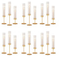 Gold Hurricane Candle Holders: Fluted Tall Candlestick Holders for Wedding Brass Taper Candle Holder Modern Candle Sticks Holder Decor for Table Centerpiece Christmas Party Home Set of 18 - size: Set of 18