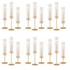 Gold Hurricane Candle Holders: Fluted Tall Candlestick Holders for Wedding Brass Taper Candle Holder Modern Candle Sticks Holder Decor for Table Centerpiece Christmas Party Home Set of 18 - size: Set of 18