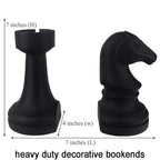 Chess Bookends Novelty Book Holders, Decorative Book Ends Modern Bookends Stoppers for Shelves, Black Heavy Duty Book Ends for Shelves Office Desk Decoration, Resin, 7" x 7"