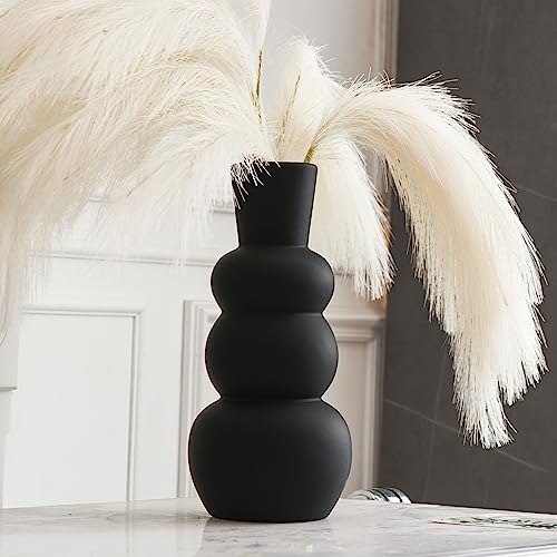 Black Vase, Modern Ceramic Vase, Black Matte Clay Vases for Pampas Grass, Minimalist Home Fresh Flowers, Dried Flowers - color: F-black Tall Vase