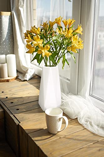 D'vine Dev 8 Inch Snow White Ceramic Vase, Geometric Handmade Craft Flower Vase with Design Box Packaged, VS-GM-SW-8 - color: Snow White, size: 8 Inch