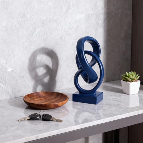 DOVDOV Abstract Blue Knot Sculpture, Geometric Decorative Statue, Blue Decor for Living Room Coffee Table Bookshelf Top, Office TV Cabinet Entryway Table Top Decor. - color: Blue
