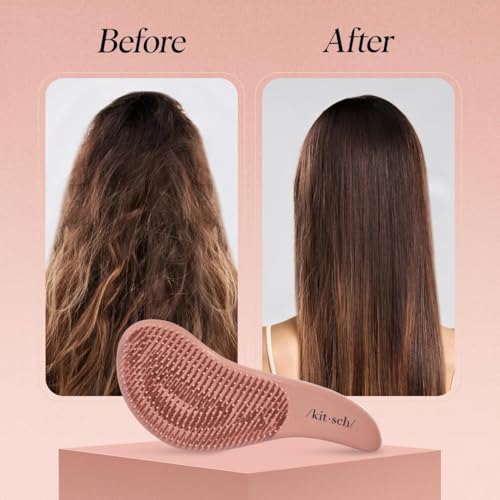 Kitsch Detangler Brush – Gentle Curly Hair Brush with Flexible Bristles for All Hair Types - Wet or Dry | Detangling Hair Brushes for Women & Men, Hairbrush for Adults & Kids - Terracotta - color: Terracotta