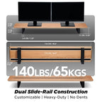 ULTRARM Moodular Wooden Monitor Stand 45.6” (116cm) Large Desk Organizer with Metal Slide Rails for Drawer, Tray, Laptop, Tablet, Phone & Headphones Customizable Riser for Organized Workspace Oak
