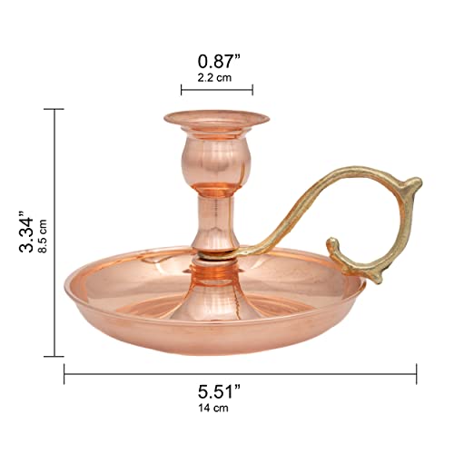 Copper Handmade Candle Holder for Rustic Home Decor with Handle Metal Candle Holders for Pillar Candles Gothic Decor Candlestick Holders (Copper) - color: Copper