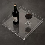 Clear Sturdy Acrylic Serving Tray with Handles - 14x14Inch - Coffee, Appetizer, Breakfast, Butler Tray - Kitchen Countertop & Makeup Drawer Organizer - color: Clear, size: 14" x 14" x 2"