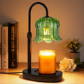 Candle Warmer Lamp Adjustable Timer Electric－Green Flower-Shaped Wax lamp - color: Green