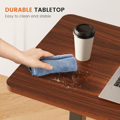 Sweetcrispy Overbed Bedside Table with Wheels, Adjustable Hospital & Home Use Bed Table, Rolling Laptop Table, Mobile Standing Desk, Rust - color: Rust