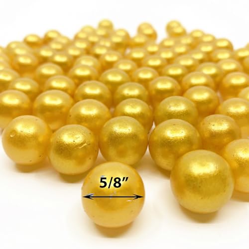 CYS EXCEL Gold Glass Marble Gemstone Vase Filler (3 LBS) | Multiple Color Choices Aquarium Glass Round Marble Beads | Decorative Mosaic Glass Gem Pebbles - color: Gold, size: 3 LBS