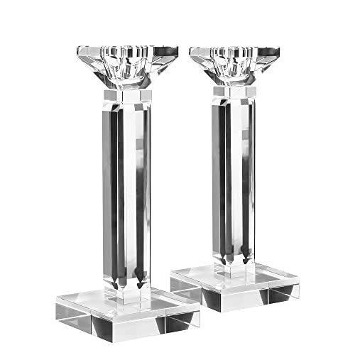 kitCom Crystal Candle Holders Set of 2, 8.27" Tall Crystal Candlestick Holders, Candlestick Holders Taper Candle Holders for Table Wedding Housewarming Gifts Decor - size: 8"