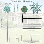 Viveta Metal Wind Spinners,53.5" Kinetic Wind Sculptures,Green Garden Pinwheels Double Layer Windmill for Outdoor Patio Lawn Yard - color: 2-green