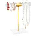 Necklace Holder Bracelet Holder, Gold Acrylic Jewelry Display Stand Crystal T Bar Jewelry Organizer Gift for Women(1-Tier 1pc) - style: 1-Tier 1pc
