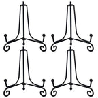HENABLE 4PCS Premium Black Iron Plate Stands for Display 4 Inch, Decorative Solid Metal Plate Holders for Displaying, Mini Easel, Frame, Book, Card, Plaque, Bowl, Picture Stands for Display - size: 4PCS 4IN