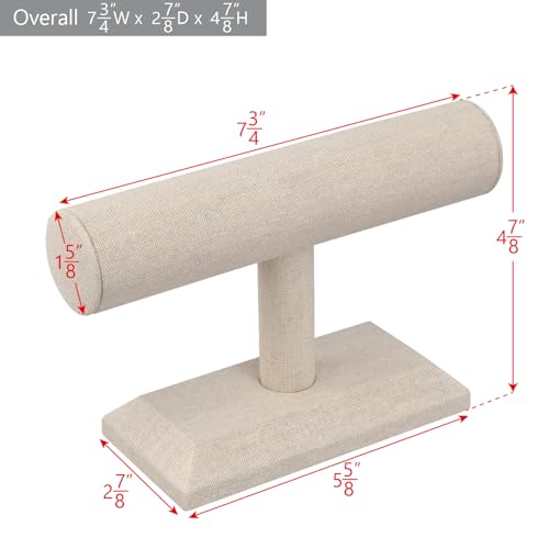 MOOCA Linen Covered Wood Jewelry Display, Jewelry Stand, Bracelet Holder Display, Watch Stand, Bracelet Stand, Tan Linen - color: Tan Linen