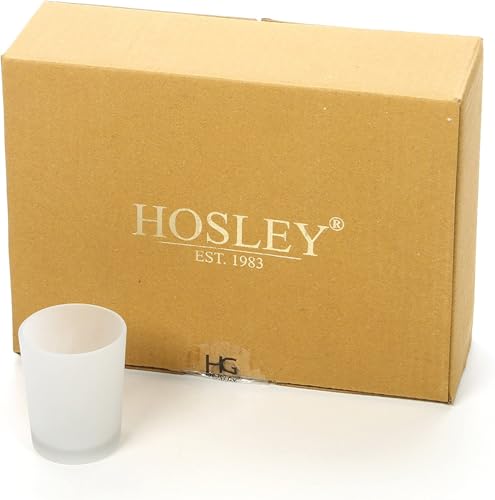 Hosley's Set of 12 Frosted White Glass Votive/Tea Light Holder. Ideal for Use with Tea Lights for Weddings, Parties, Aromatherapy, Votive Candle Gardens. Bulk Buy - color: Frost White, size: 12 count