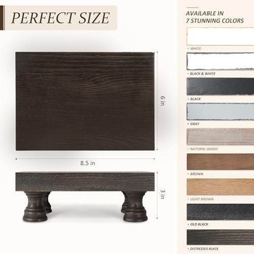 EOSAHR Retro Pine Wood Riser Display Stand for Home Decor - Farmhouse Pedestal Stand Can be used as Sponge Holder & Plant Stand - Countertop Organizer for kitchen & Bathroom(Distressed Black) - color: Distressed Black