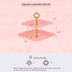 Pack of 10 NWK Cake Stand Set, with 3 x Two-Tier and 3 x Three-Tier Cupcake Stands, 4 x Appetizer Trays, 1 x Tablecloth for Birthday Bridal Baby Shower Party (Pink) - color: Pink