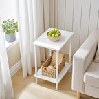 HOOBRO End Table, Small Side Table, Nightstand with 2-Layer Storage Shelves, Sofa Table for Small Spaces, Living Room, Bedroom, Stable Frame, Easy Assembly, White WW09BZ01 - color: White