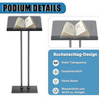 Acrylic Podium Lectern with Iron Stable Bottom, Pulpits for Churches with 10MM Thickened Acrylic Countertop, Multi Function Pulpit for Modern Classroom Music Concert Wedding Conference Event - color: Black