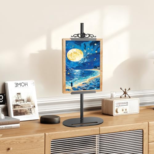 Adjustable Tabletop Picture Frame Stand with Removable Decorative Top,Metal Display Easel stand for Photos, Paintings,Signs & Canvas, Desktop Picture Holder for Frames up to 29.8" H (1 PACK)