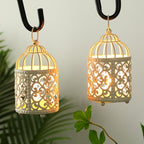 JHY DESIGN 6 Pcs Wedding Centerpieces 5.5 inch Height Small Metal Candle Stick Holder Hanging Birdcage Tealight Lantern Hollow Candle Holders for Table Valentine Patio Indoor Outdoor (Cream White) - color: Cream White