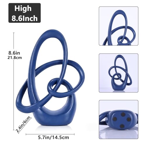 Blue Knot Decor Sculpture, 8.6" Modern Abstract Sculptures Home Decor, Resin Statue Tabletop Accent for Coffee Table, Console Table, Shelf, Mantel, Dining Table Centerpiece, Wedding - color: Blue, size: 8.6in