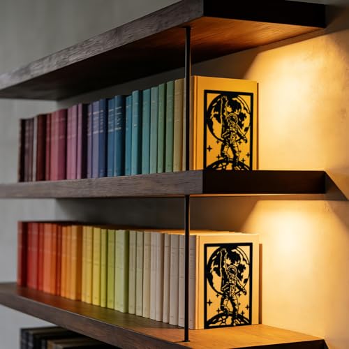 WADORN 1 Pair Space Astronaut Metal Decorative Bookend for Shelves, Heavy Duty Book Ends Modern Non-Skid Books Holder Stand Black Book Support Stoppers for Desk Bookshelf Office Home, 5.3x4.3x7.8 - color: Space Astronaut