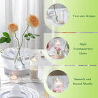 Hewory Glass Cylinder Vases for Centerpieces: 7“+6" Tall 12Pcs Clear Small Bud Vases for Flowers Wedding Party Table Decoration - Skinny Hurricane Candle Holders for Floating Candles