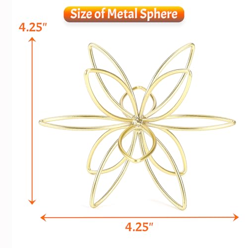 4.25" Gold Sphere Decor, Metal Handmade Floral Decorative Sculpture, Abstract Tabletop Decorative Ball for Home Metal Sphere Decor - color: Golden-4.25in
