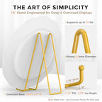 TR-LIFE 16 Inch Gold Metal Plate Stand (2 Pack) - Heavy Duty Display Stand for Extra-Large Plates, Frames, Platters and Art - size: 16 Inch