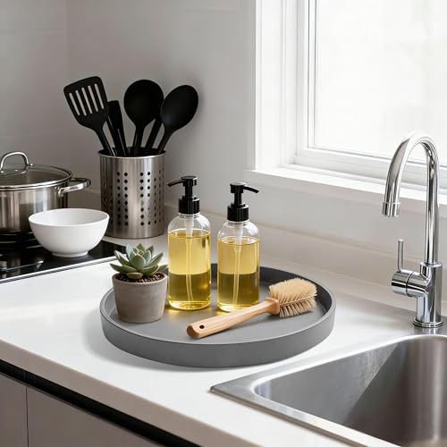 1 Pack 10" Bathroom and Vanity Tray, ABS Bathroom Counter Organizer, Coffee Table Decor for Perfume, Candles, Keys &More. Kitchen Countertop Organizer, Decorative Tray Soap Holder, Grey - color: Gray, size: 10"