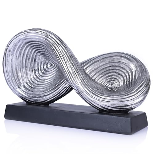orenm Modern Infinity Loop Symbol Sculpture,Abstract Art Geometric Knot Home Decorations,Unique Shelf Decor Sculpture for Desk Paperweights,Entryway Table,Living, Coffee Table Decor (Silver) - color: Silver