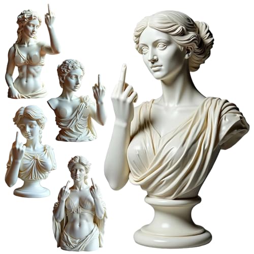 Funny Middle Finger Venus Statue – Bold Greek Goddess Aphrodite Resin Figurine, Roman-Style Venus Bust Sculpture with Attitude, Unique Home & Office Shelf Decor, Rebellious Gift for Women & Men - color: Style C 1pcs