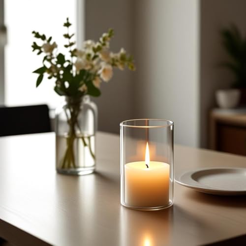 CYS EXCEL 6 PCS (H:6" D:4") Open Ended Clear Glass Hurricane Candleholder Tube Lamp Shade Open Flame Candlestick Holder Chimney Tube Cover Bottomless Cylinder - size: 4" wide x 6" tall