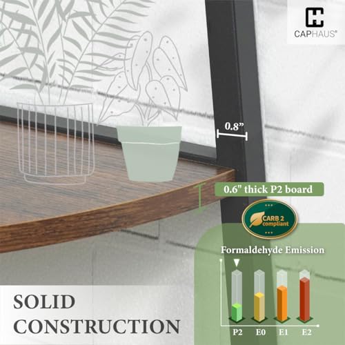CAPHAUS Tall Corner Shelf Stand, 6-Tier Display Shelves, Ladder Corner Wood Storage Plant Bookshelf with Metal Frame, Versatile Shelving Unit Bookcase for Home Office Space, Rustic Oak - color: Rustic Oak, size: 6-Tier