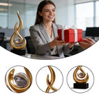 Abstract Golden Flame Art Deco Sculpture - Luxury Living Room Decor with Crystal Ball, Modern Resin Ornament for Home Office