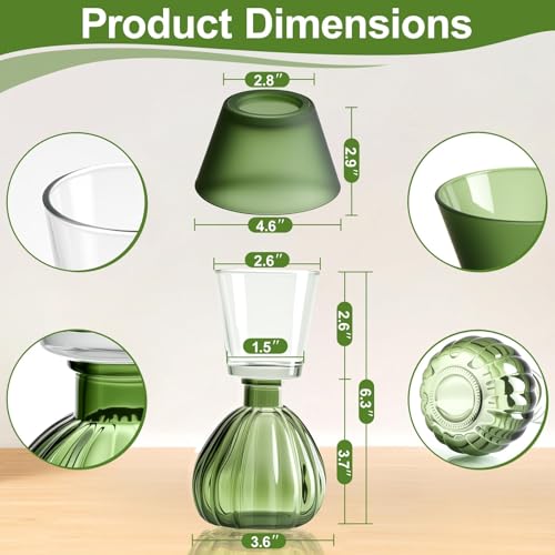 Table Lamp-Shaped Glass Hurricane Candle Holder,Crystal-Decorated Candle Holder,Tea Lights and Electronic Candles, Vintage Decoration,Warm Gift.Wedding Party Supplies,Christmas Dark Green