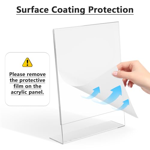 MaxGear 6 Pack Acrylic Sign Holder 8.5 X 11, Plastic Paper Holder With Vertical Slanted Back, Picture Photo Frames Display Stand Flyer and Document Organizer for Office Desktop Use
