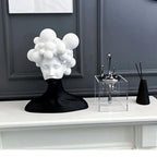 Modern Abstract Resin Sculpture, Black and White Bust with Bubble Crown Design, Contemporary Art Decor