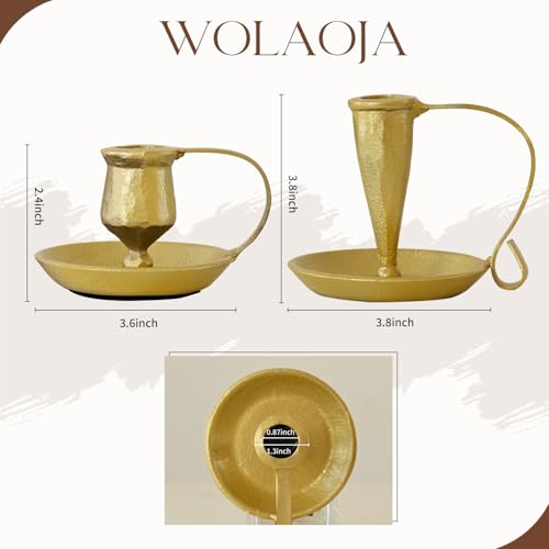 Set of 2 Vintage Candle Holders, Gold Candle Sticks Holder Decor, Modern Decorative Tapered Candlestick Holders Centerpiece for Dining Table Centerpiece, Party Decor - color: Gold